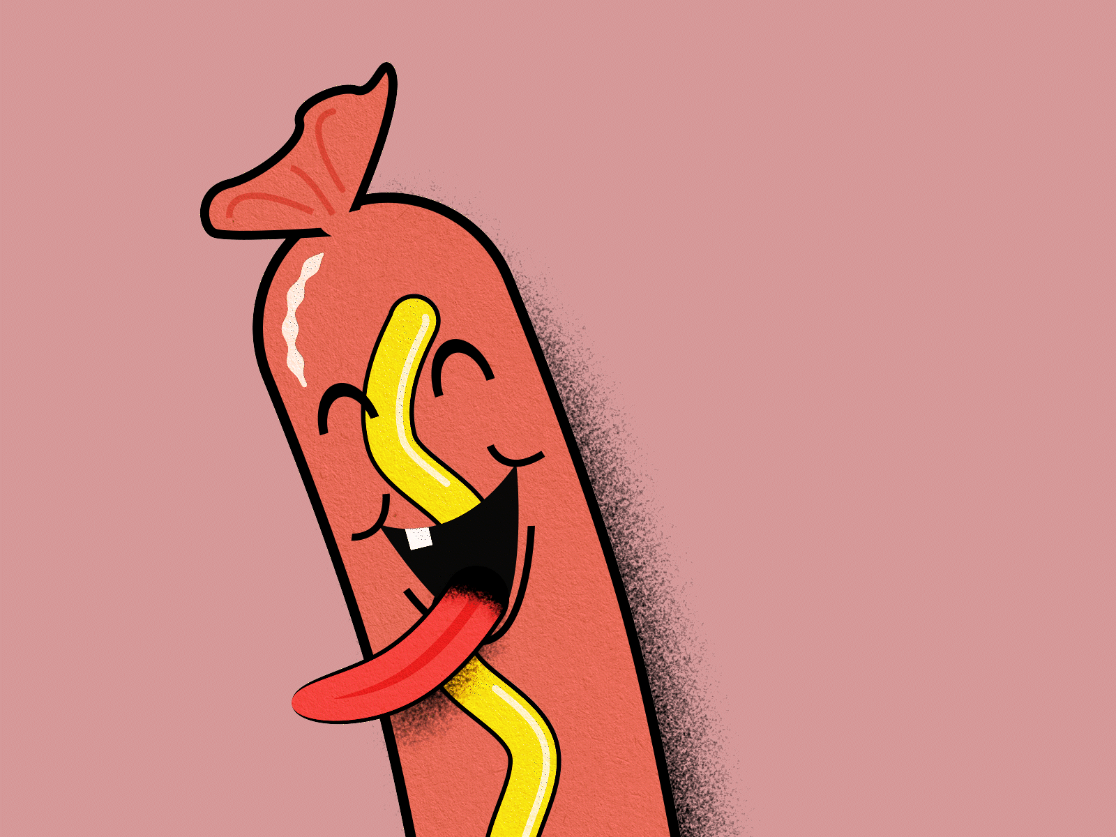 Happy Wiener animated loop animation animation after effects character design cook out funny gif goofy happy hot dog mustard rubber hose smile wiener wiggle