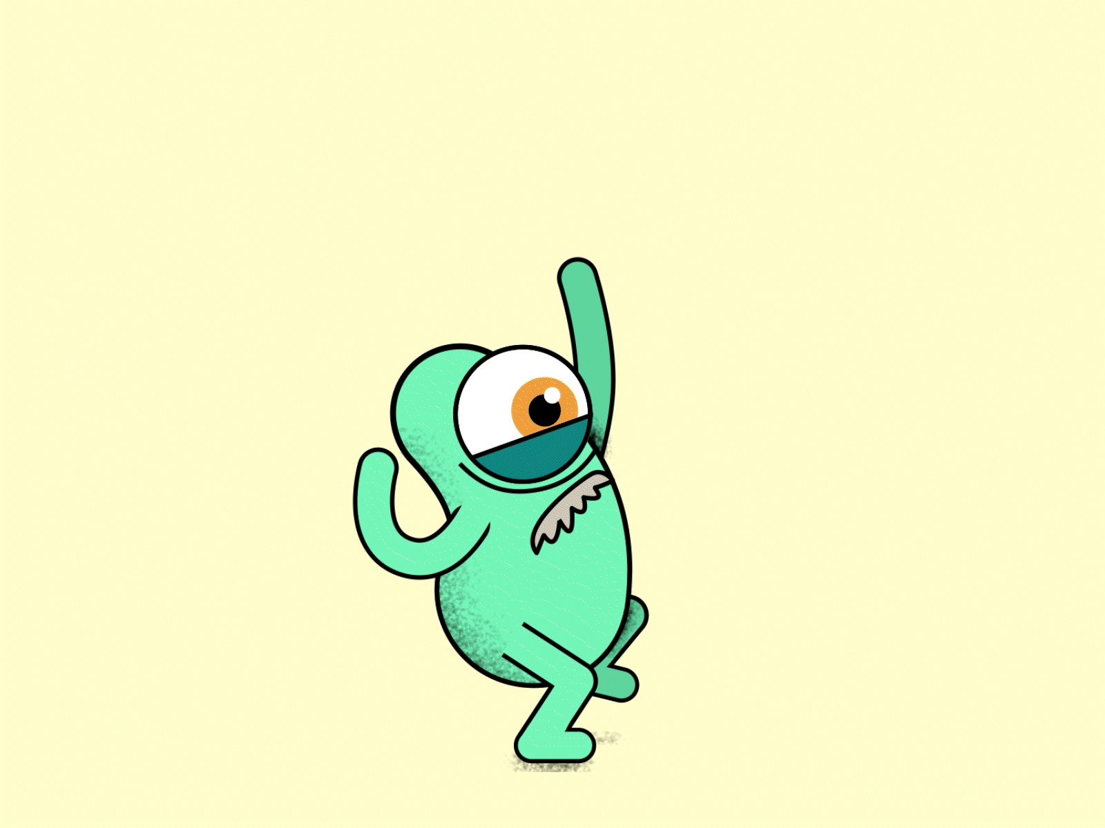 Jumping for Joy 2d animation after effects alien animation character design grain happy illustration jumping motion graphics mustashe rubber hose teal