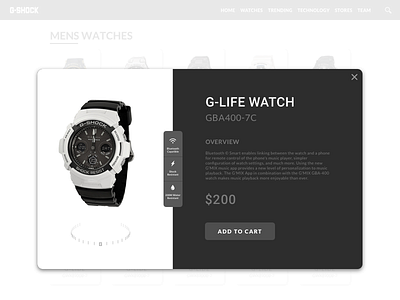 G-Shock UI Product Design cart challenge desktop design g shock gshock ui sketch flat watch