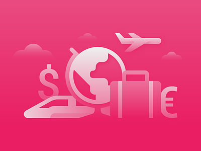 Travel Cost Handler bag cost feature graphic globe handler illustration pink plane train travel