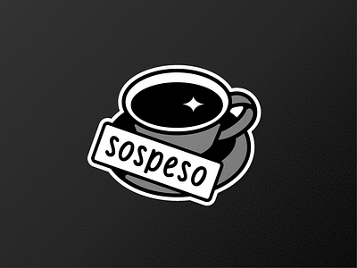 old school sticker "Caffe sospeso" charity coffee cup espresso generosity giving illustration old school sospeso sticker