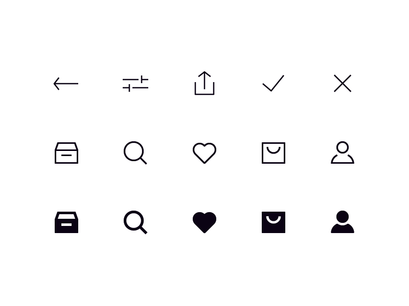 iOS Icons arthur bauer zooom monochrome bw fill line system simple outline minimal ios icons