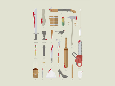 Instrument's of Death I blood chainsaw flat icon icons illustration knife murder weapons shotgun sword