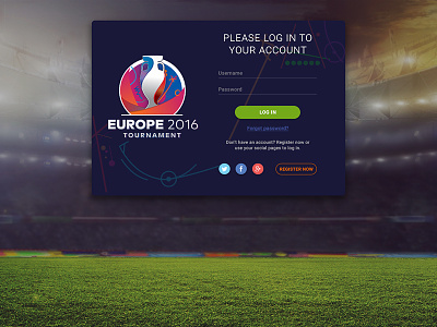 First Shot - Login Page euro 2016 first shot football login page logo redesign registration soccer sport ui ux