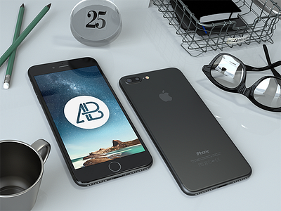 Realistic Black iPhone 7 Plus Mockup 7 apple free freebie iphone iphone 7 iphone 7 plus maxon mockup plus premium realistic