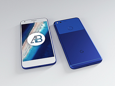 Realistic Really Blue Google Pixel Xl Mockup android freebie google google phone google pixel mockup premium realistic smartphone