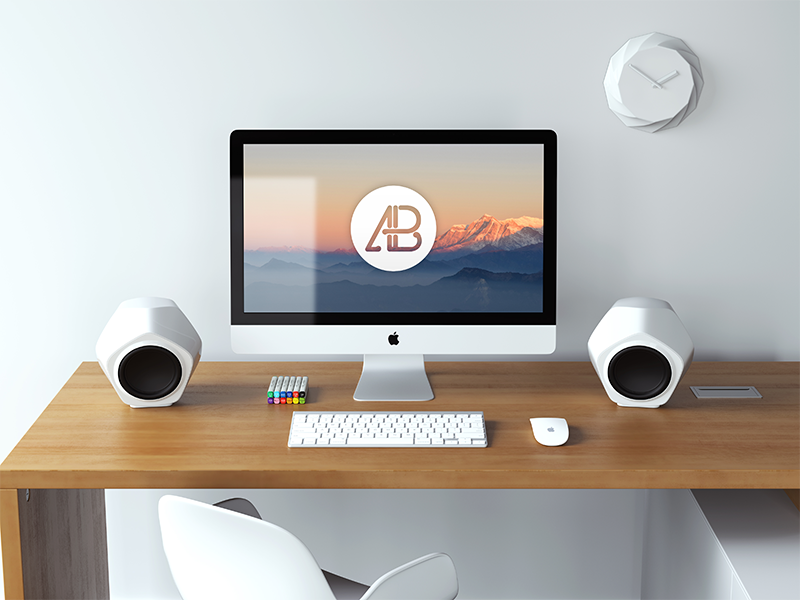 Realistic 5k iMac Mockup Vol.3 photoshop free freebie desktop retina psd mockup realistic 5k imac apple