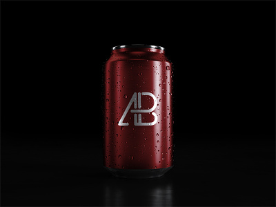 5k Soda Can With Water Drops Mockup