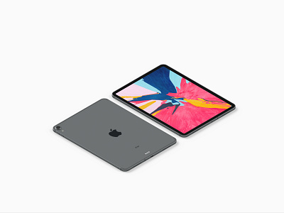 Isometric iPad Pro 2018 Mockup apple free ios ipad ipad pro isometric mockup psd showcase tablet template