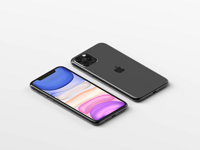 Isometric iPhone 11 Pro Max Mockup apple free freebie iphone isometric mobile mockup psd showcase smartphone