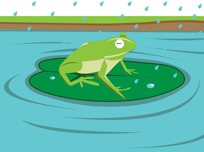 Frog and rain design illustration vector