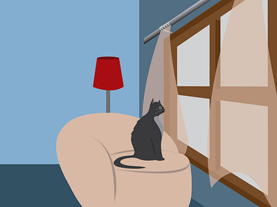Cat staring through window design illustration vector