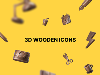3D Wooden Icon Pack 3d illustration ui