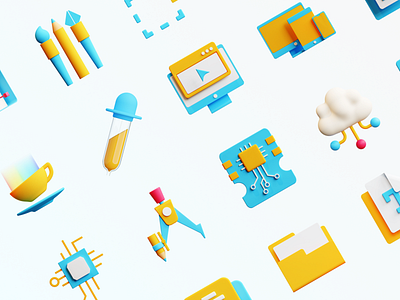 3D Creativity & Technology Icons 3d design illustration ui