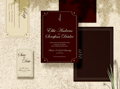 Dark Academia Inspired Wedding Invitation branding envelope graphic design illustration invite design letters stationery design typography