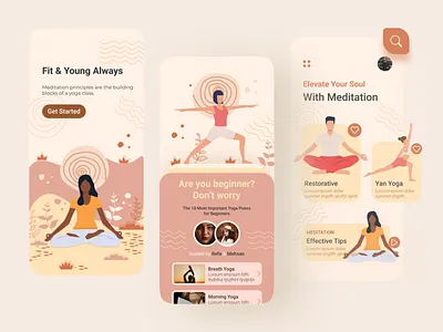 Meditation App app design app redesign app ui design branding calm ios meditation meditation app meditation app ui mental health mentalhealth mind sleep app stress relaxation app ui ux workout app yoga yoga app yoga app ui