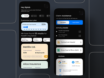 Insurance app UI