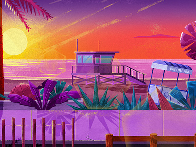 California Love 🌴☀️ 2danimation aftereffects background art illustration mgcollective motion design motiondesignschool motionlovers photoshop roller skate