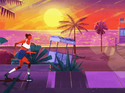 California Love 🌴☀️ Final animation ! 2danimation adobe after effects aftereffects artdirection california character character animation character design illustration loop mgcollective motion design motiondesignschool motiongraphics motionlovers photoshop roller skate sport visual art