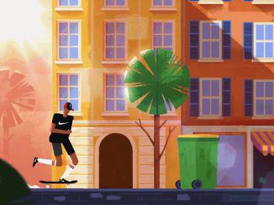 Skateboarding in Italian Streets 2danimation aftereffects character animation character design illustration loop mgcollective motion design motiondesignschool motionlovers