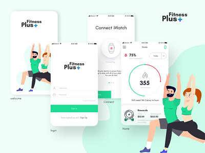 Fitness Plus + app design fitness app ios app mobile app sketch app ui ui design