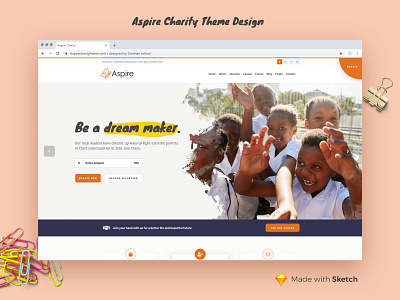 Aspire Charity Theme Design charity graphics design sketch app theme design ui design website website design