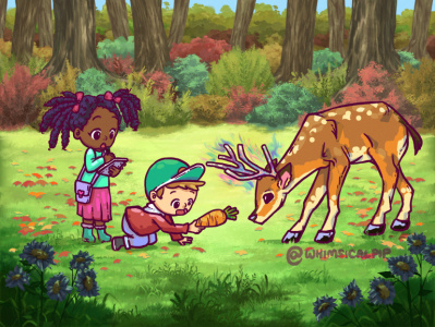 deer in the forest children book illustration children book illustration style kidlit