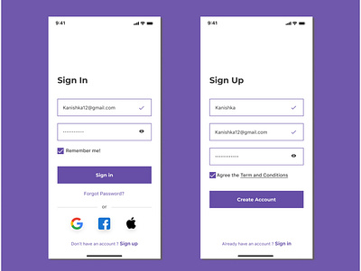Daily UI #01 - Sign up / Sign in app application dailyui dailyui001 dailyuichallenge design ui uiux ux uxdesign