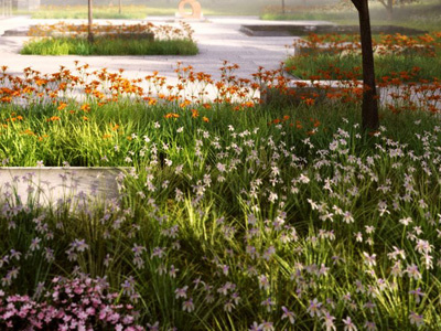 1300 Multiscatter Garden 3d flowers growfx render scatter vegetation visualization