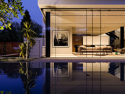 S5 House 3d 3d modeling architecture cgi digital art dusk interior design pool render sketchup visualization