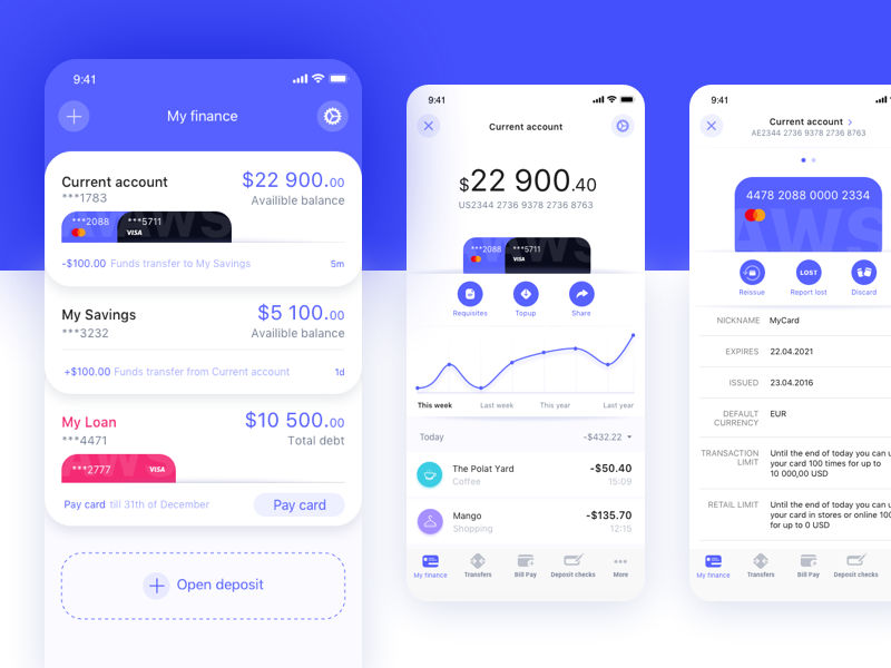 Bank app mobile app balance ui design ux design statement ios finance app finance card cards bank card banking app bank app bank account bank account