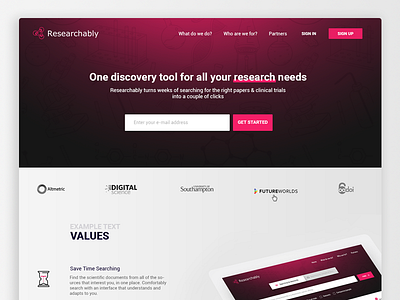 Landing page - researchably.com