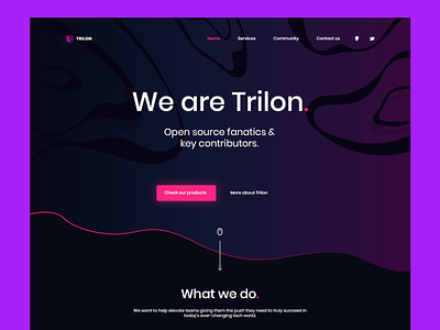 Trilon.io - Open Source Fanatics & Key Contributors agency company landing landing page mobile onepage pink product purple startup trilon website