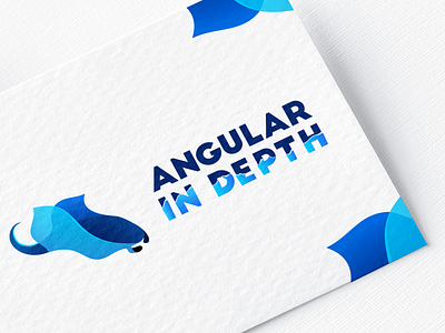 Logo - Angular In depth angular blue blue gradient branding design diving fish gradient illustration in depth logo logo animal logodesign manta ocean ray sea typography vector water