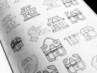 Store icon sketches abstract branding design geometry icon illustration logo minimal simple sketch sketchbook sketches store store design