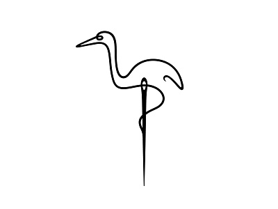 Crane & needle abstract animal character crane crane logo geometry line line art logo mark minimal needle needle logo simple