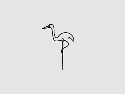 Crane&Needle animal animallogo cc crane follow illustrator logo mark needle vector wings