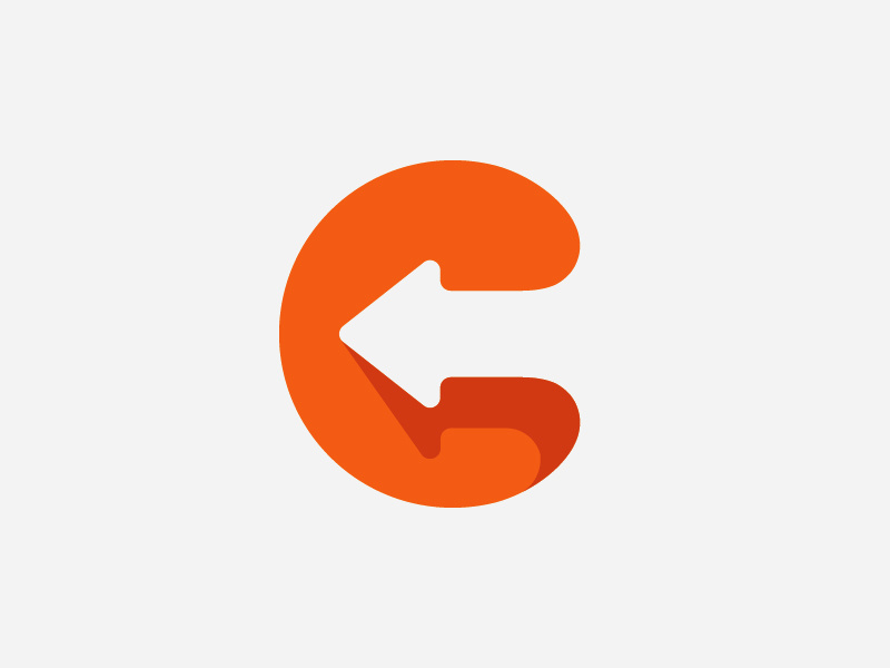 C + Arrow c minimal orange simple illustrator grid vector mark logo arrow carriage