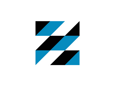 Z abstract blue clean geometry grid letter logo minimal type z