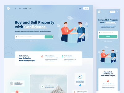 RU House - Landing Page agency blue clean design home house illustration landing page market marketing minimal property real estate responsive sales ui web design website