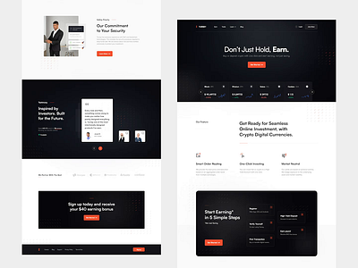 Turney - a Landing page for Crypto Investor clean crypto dark design elegant invest landing page minimal ui web design website