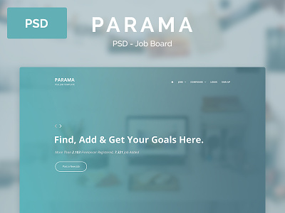 Parama – PSD Landing Page blue clean freebie job board landing page pixel perfect ui ux web design