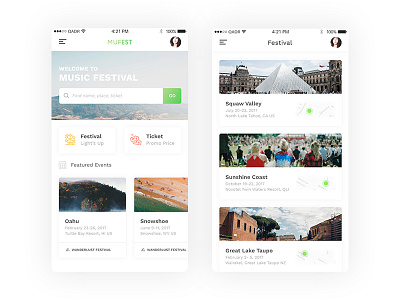 Mufest iOS App app clean festival ios music simple ui design