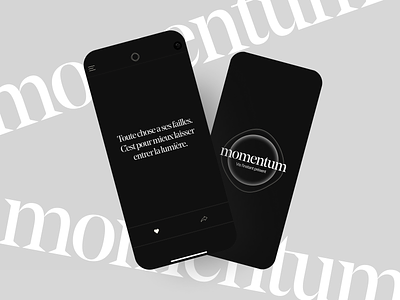 momentum app affirmations app clean dark graphic design mental health minimal mobile app personal growth quotes react native ui uiux