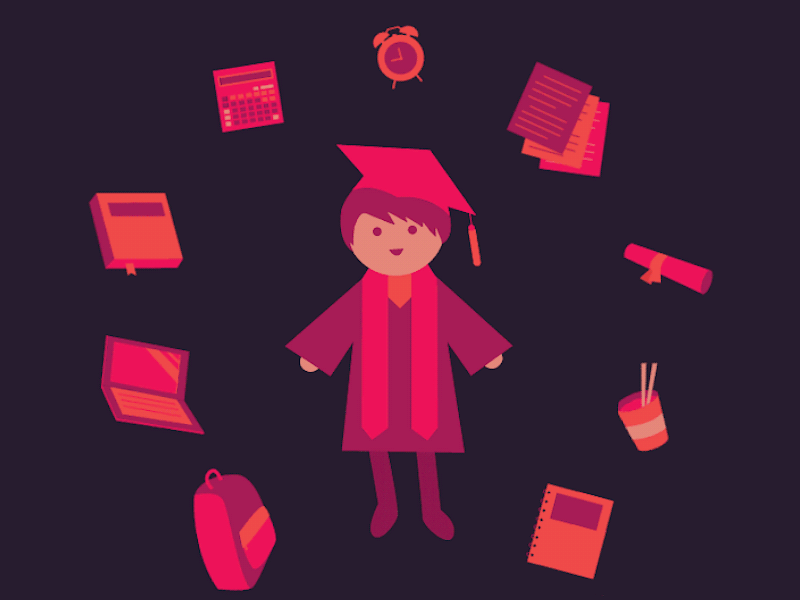 Graduated! college flat gif graduation illustration school vector