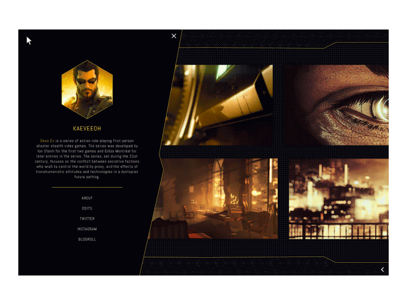 Deus Ex Tumblr Theme deus ex futuristic gif interface tumblr tumblr themes video games web web design