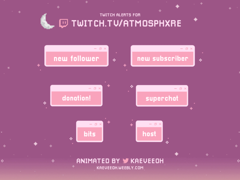 Twitch Alerts - Atmosphxre (Raffle Winner) alerts animation gif moon motion design motion graphics pastel pixels space stars streaming twitch windows