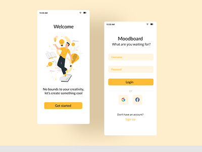 Moodboard Sign-Up/Login page