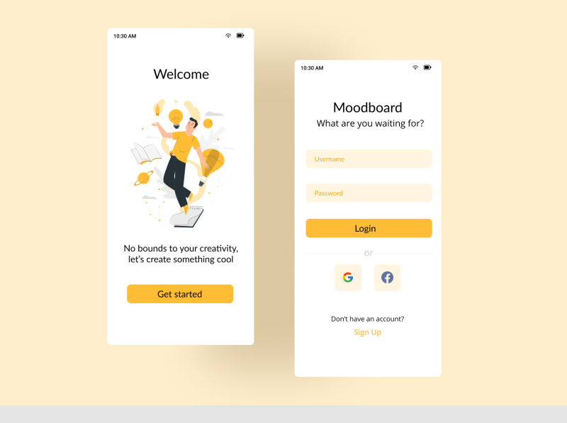 Moodboard Sign-Up/Login page by Abhinav P kumar on Dribbble