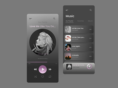 Music Player app design music player typography ui ux